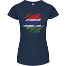 Torn Gambia Flag Gambian Day Football Womens Petite Cut T-Shirt Navy Blue