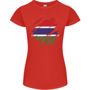 Torn Gambia Flag Gambian Day Football Womens Petite Cut T-Shirt Red