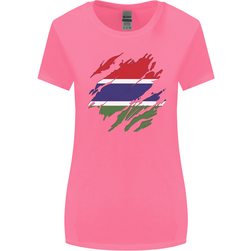 Torn Gambia Flag Gambian Day Football Womens Wider Cut T-Shirt Azalea