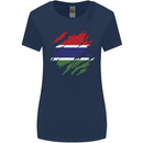 Torn Gambia Flag Gambian Day Football Womens Wider Cut T-Shirt Navy Blue