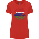 Torn Gambia Flag Gambian Day Football Womens Wider Cut T-Shirt Red