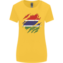Torn Gambia Flag Gambian Day Football Womens Wider Cut T-Shirt Yellow