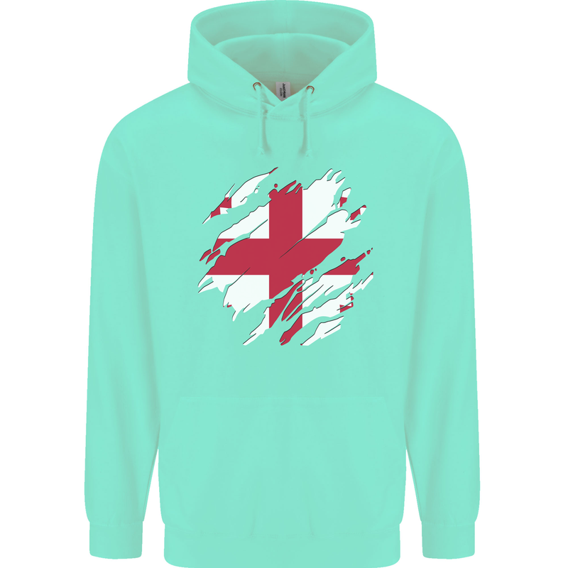 Torn Georgia Flag Georgian Day Football Childrens Kids Hoodie Peppermint