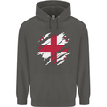 Torn Georgia Flag Georgian Day Football Childrens Kids Hoodie Storm Grey