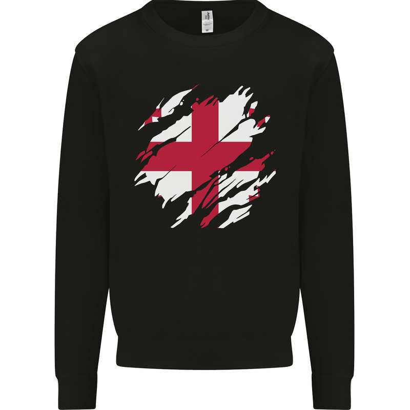 Torn Georgia Flag Georgian Day Football Kids Sweatshirt Jumper Black