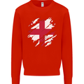 Torn Georgia Flag Georgian Day Football Kids Sweatshirt Jumper Bright Red