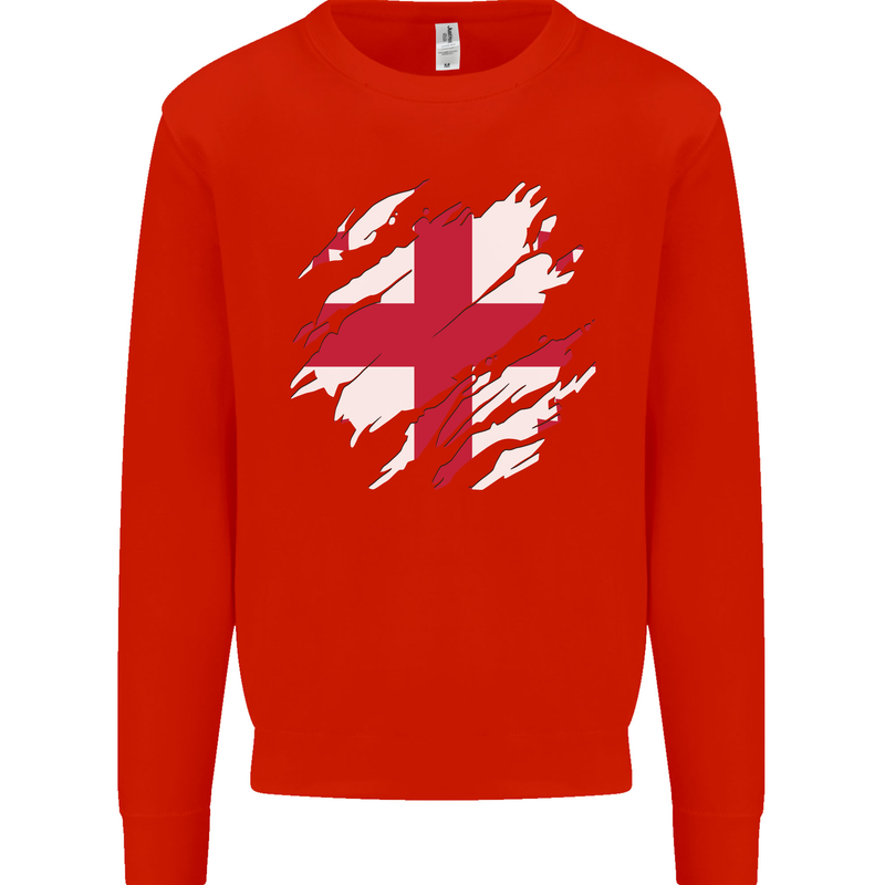 Torn Georgia Flag Georgian Day Football Kids Sweatshirt Jumper Bright Red