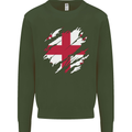 Torn Georgia Flag Georgian Day Football Kids Sweatshirt Jumper Forest Green