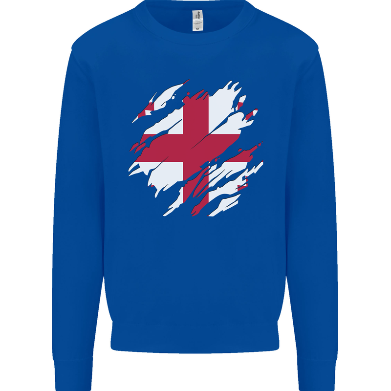 Torn Georgia Flag Georgian Day Football Kids Sweatshirt Jumper Royal Blue