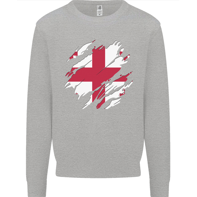 Torn Georgia Flag Georgian Day Football Kids Sweatshirt Jumper Sports Grey