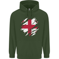 Torn Georgia Flag Georgian Day Football Mens 80% Cotton Hoodie Forest Green
