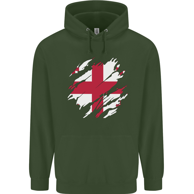 Torn Georgia Flag Georgian Day Football Mens 80% Cotton Hoodie Forest Green