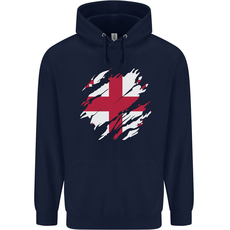 Torn Georgia Flag Georgian Day Football Mens 80% Cotton Hoodie Navy Blue