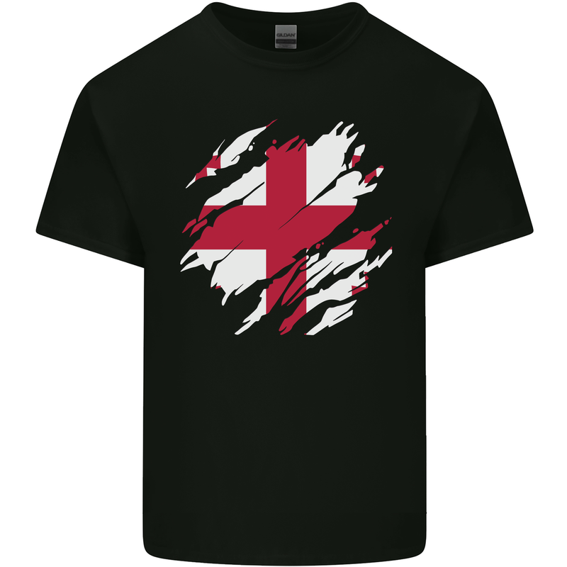 Torn Georgia Flag Georgian Day Football Mens Cotton T-Shirt Tee Top Black