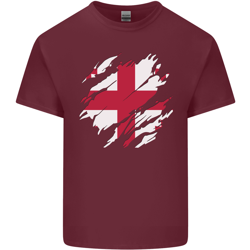 Torn Georgia Flag Georgian Day Football Mens Cotton T-Shirt Tee Top Maroon