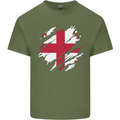 Torn Georgia Flag Georgian Day Football Mens Cotton T-Shirt Tee Top Military Green