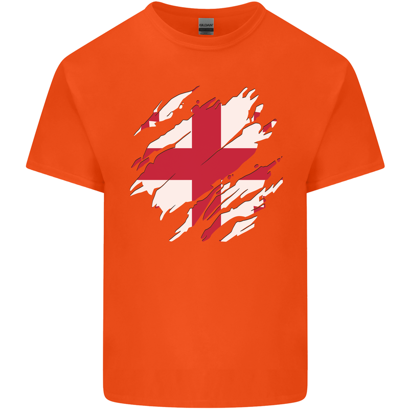 Torn Georgia Flag Georgian Day Football Mens Cotton T-Shirt Tee Top Orange