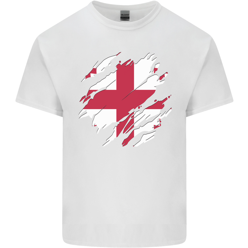 Torn Georgia Flag Georgian Day Football Mens Cotton T-Shirt Tee Top White