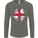 Torn Georgia Flag Georgian Day Football Mens Long Sleeve T-Shirt Charcoal