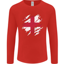 Torn Georgia Flag Georgian Day Football Mens Long Sleeve T-Shirt Red