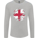 Torn Georgia Flag Georgian Day Football Mens Long Sleeve T-Shirt Sports Grey