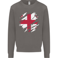 Torn Georgia Flag Georgian Day Football Mens Sweatshirt Jumper Charcoal