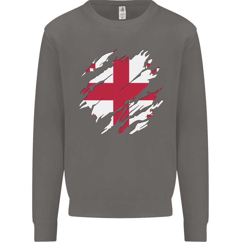 Torn Georgia Flag Georgian Day Football Mens Sweatshirt Jumper Charcoal