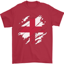 Torn Georgia Flag Georgian Day Football Mens T-Shirt 100% Cotton Red