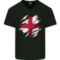 Torn Georgia Flag Georgian Day Football Mens V-Neck Cotton T-Shirt Black