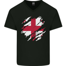 Torn Georgia Flag Georgian Day Football Mens V-Neck Cotton T-Shirt Black