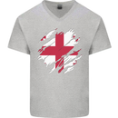 Torn Georgia Flag Georgian Day Football Mens V-Neck Cotton T-Shirt Sports Grey