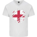 Torn Georgia Flag Georgian Day Football Mens V-Neck Cotton T-Shirt White