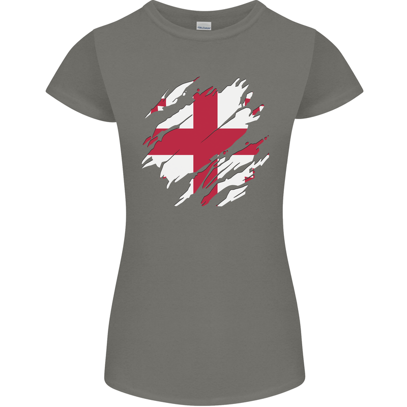 Torn Georgia Flag Georgian Day Football Womens Petite Cut T-Shirt Charcoal