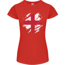 Torn Georgia Flag Georgian Day Football Womens Petite Cut T-Shirt Red