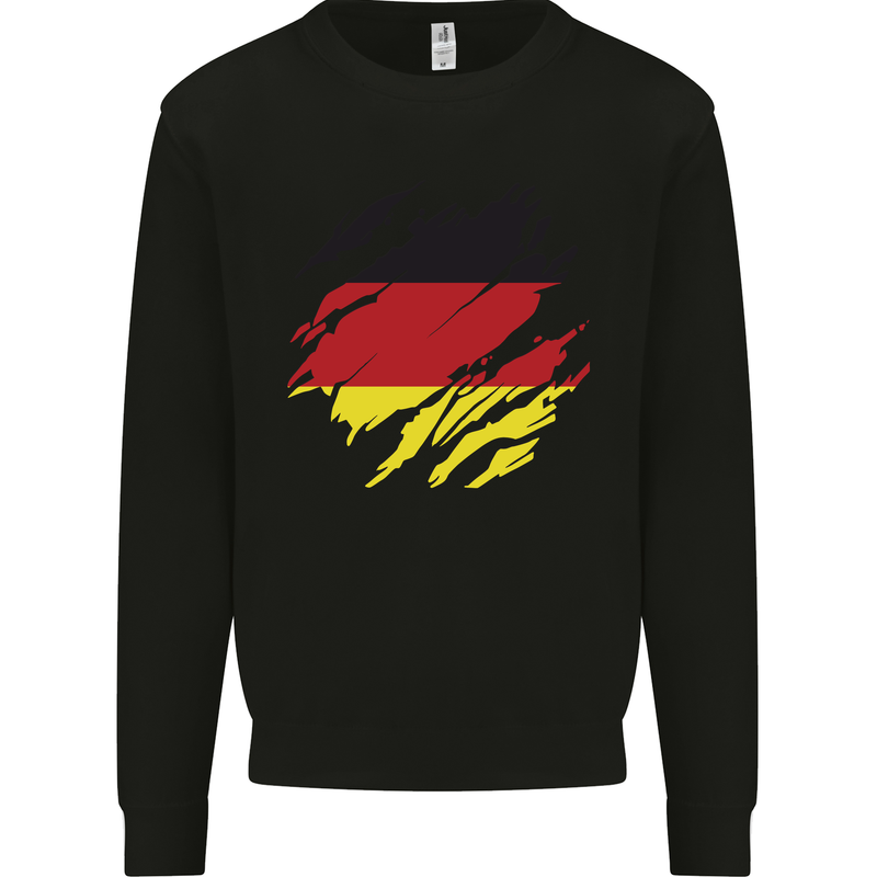 Torn Germany Flag German Day Football Kids Sweatshirt Jumper Black