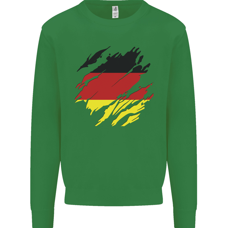 Torn Germany Flag German Day Football Kids Sweatshirt Jumper Irish Green