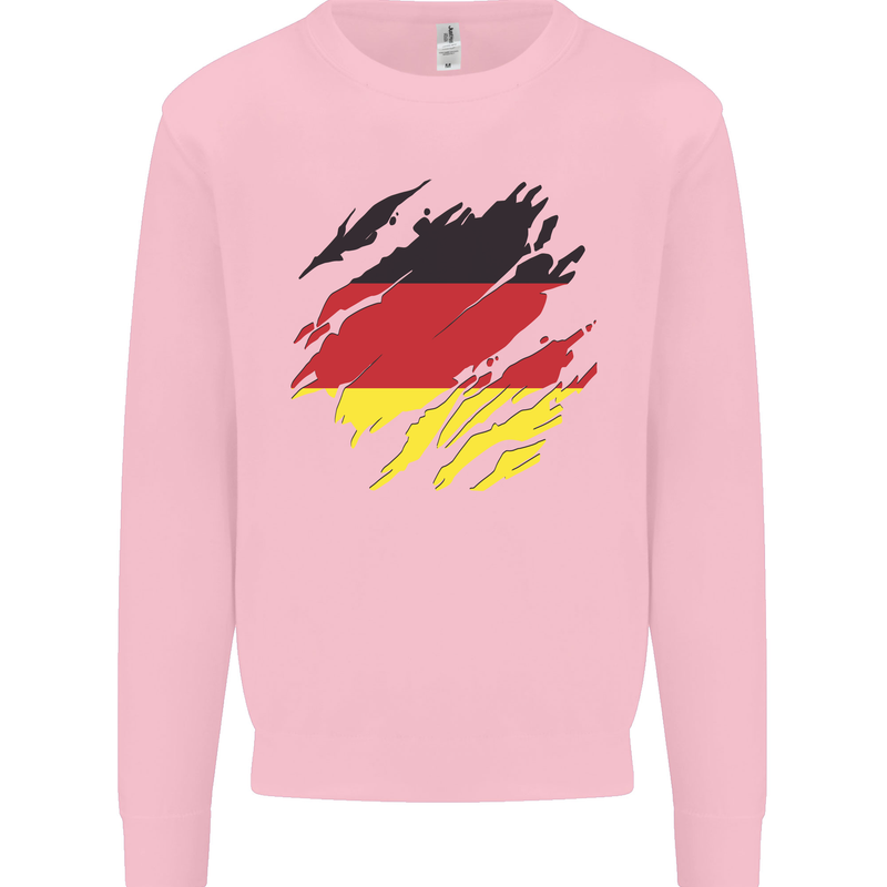 Torn Germany Flag German Day Football Kids Sweatshirt Jumper Light Pink