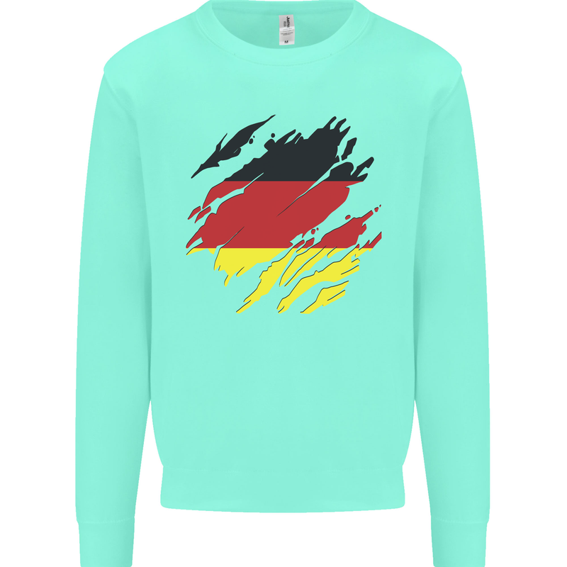 Torn Germany Flag German Day Football Kids Sweatshirt Jumper Peppermint