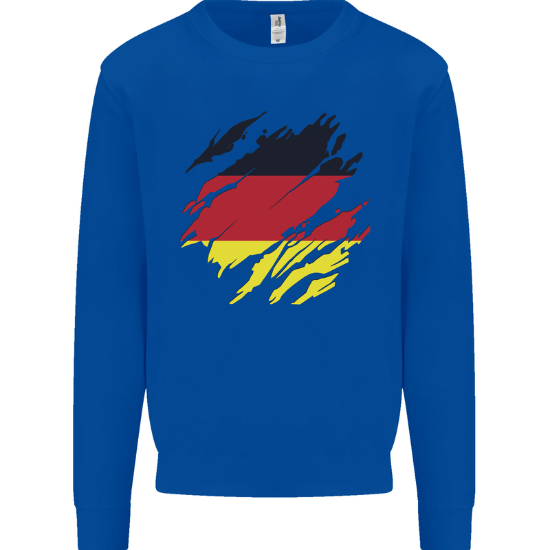 Torn Germany Flag German Day Football Kids Sweatshirt Jumper Royal Blue