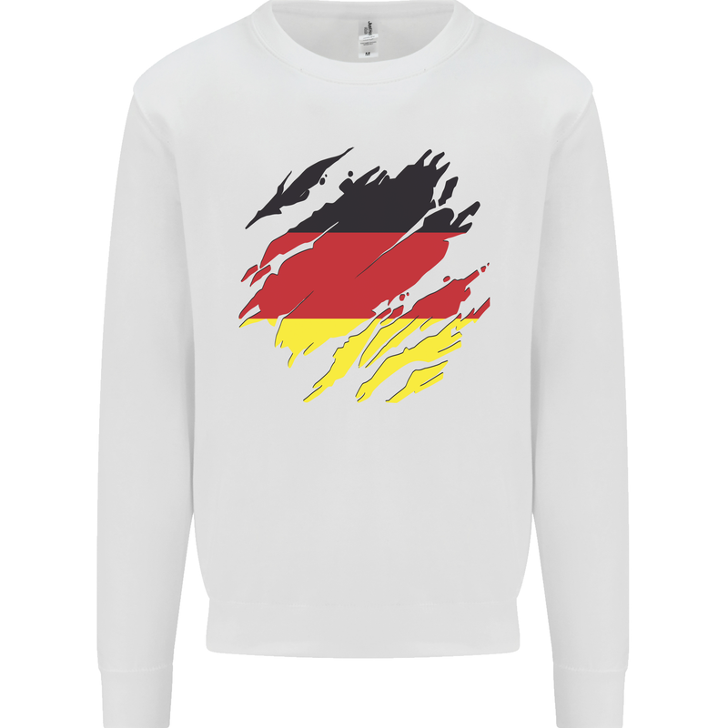 Torn Germany Flag German Day Football Kids Sweatshirt Jumper White