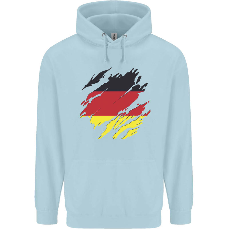 Torn Germany Flag German Day Football Mens 80% Cotton Hoodie Light Blue