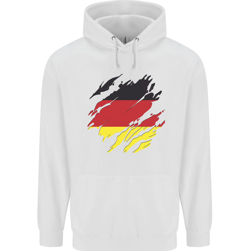 Torn Germany Flag German Day Football Mens 80% Cotton Hoodie White
