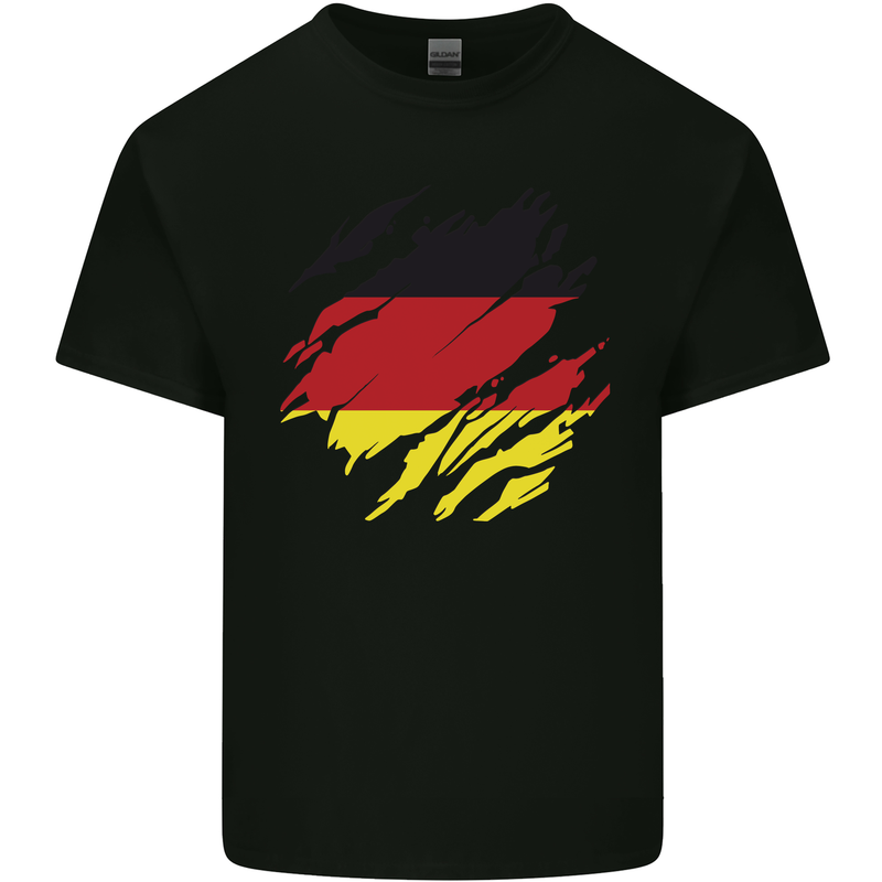 Torn Germany Flag German Day Football Mens Cotton T-Shirt Tee Top Black