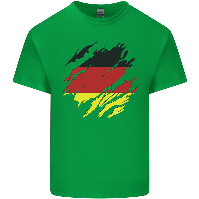 Torn Germany Flag German Day Football Mens Cotton T-Shirt Tee Top Irish Green