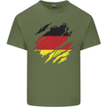 Torn Germany Flag German Day Football Mens Cotton T-Shirt Tee Top Military Green
