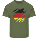Torn Germany Flag German Day Football Mens Cotton T-Shirt Tee Top Military Green