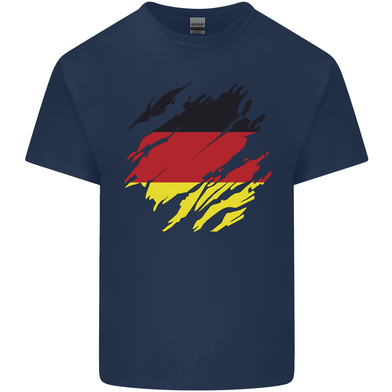 Torn Germany Flag German Day Football Mens Cotton T-Shirt Tee Top Navy Blue