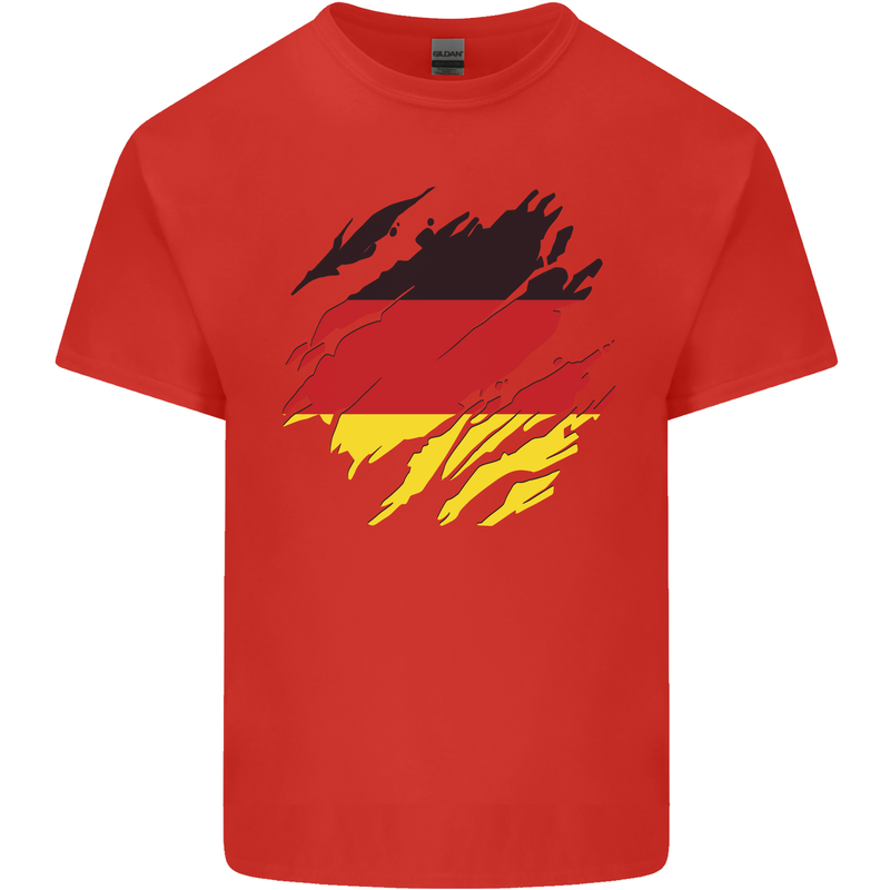 Torn Germany Flag German Day Football Mens Cotton T-Shirt Tee Top Red