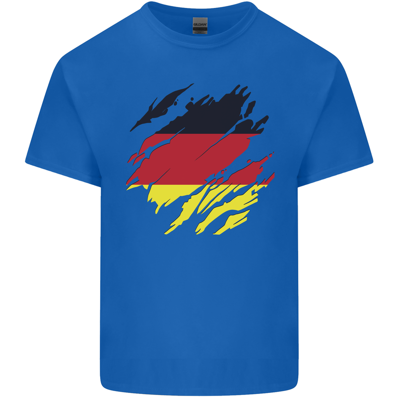 Torn Germany Flag German Day Football Mens Cotton T-Shirt Tee Top Royal Blue