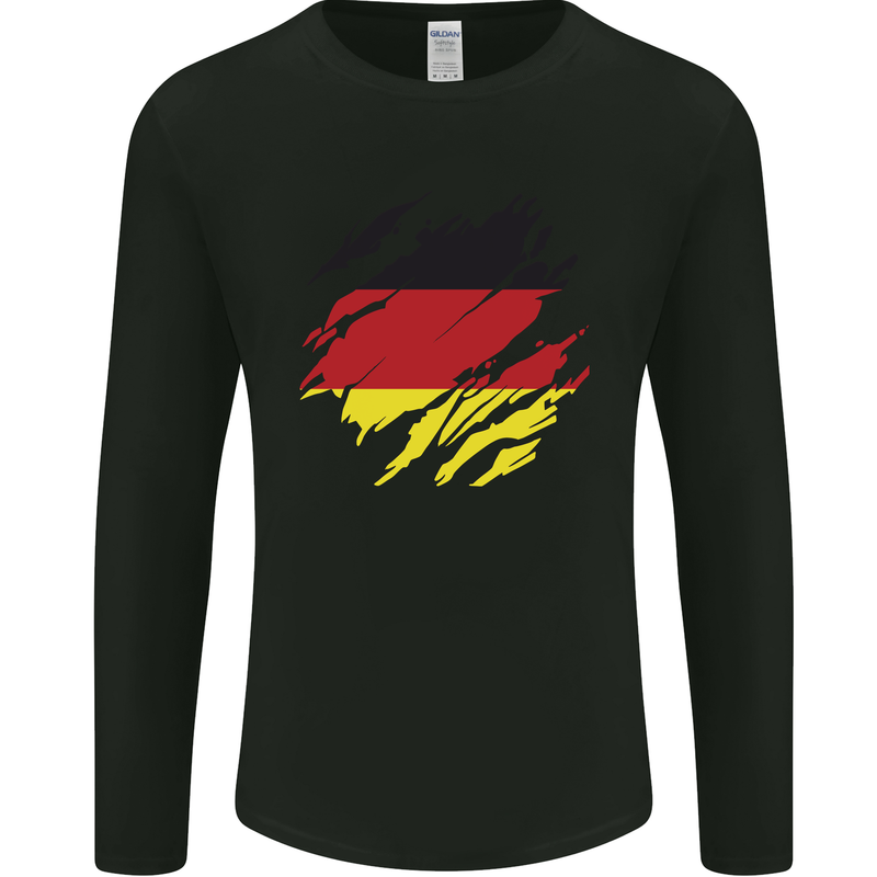 Torn Germany Flag German Day Football Mens Long Sleeve T-Shirt Black